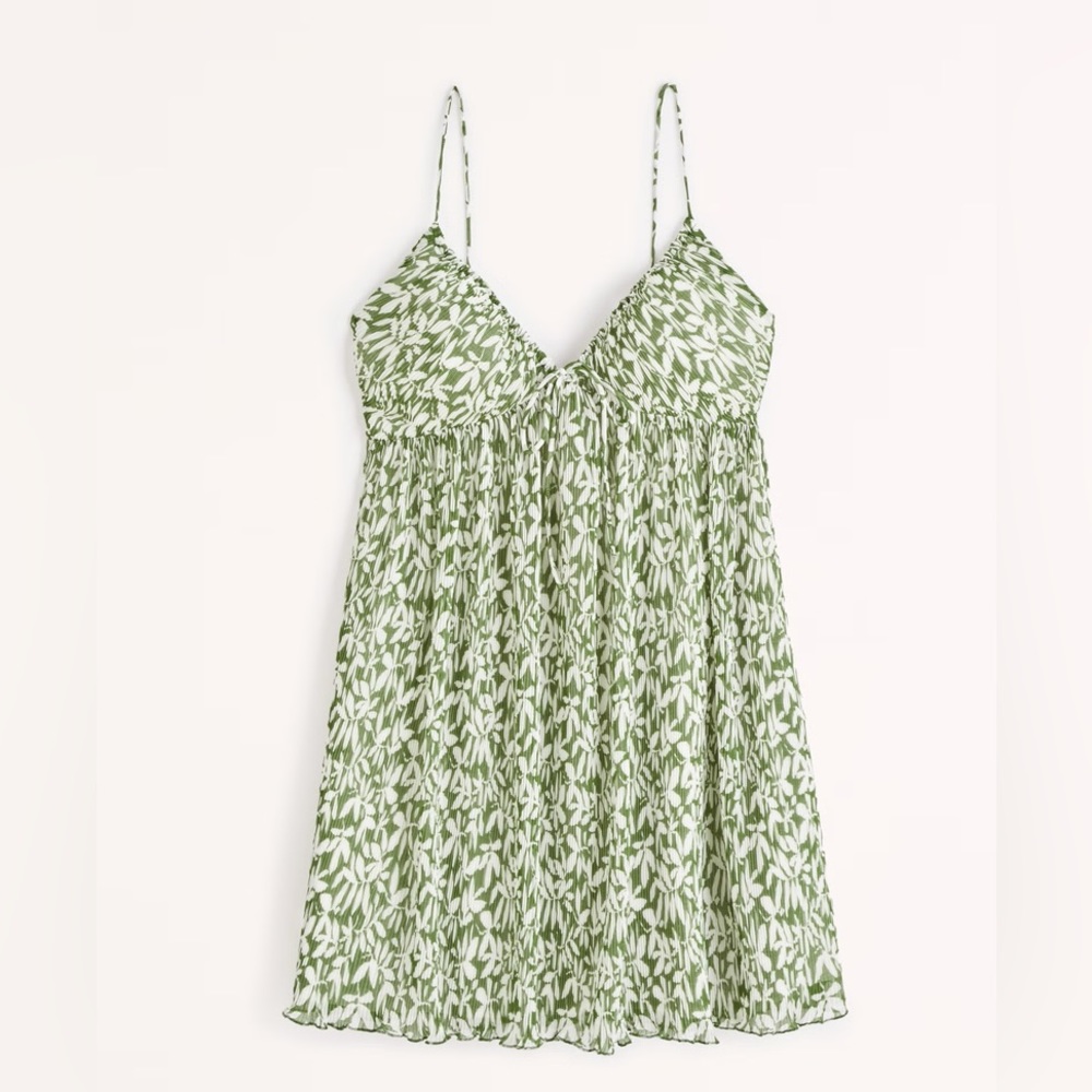 Abercrombie Plisse Ruched Babydoll Mini Dress